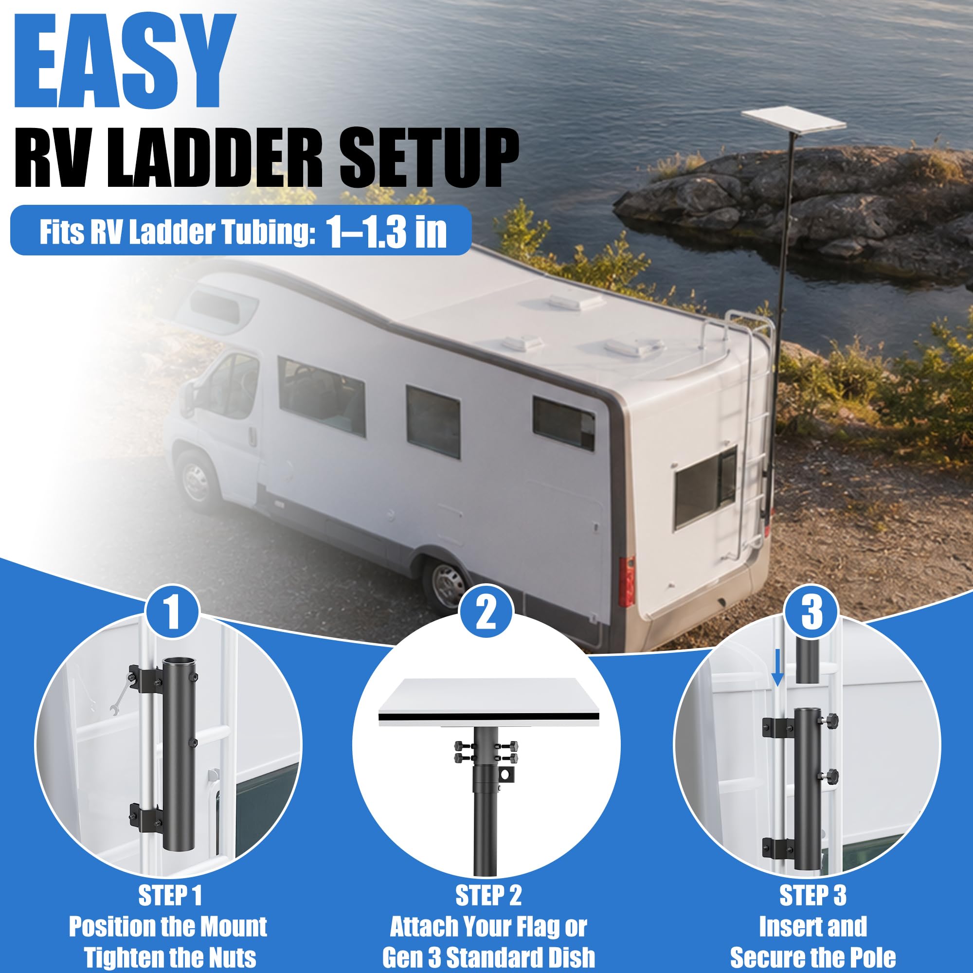 SCWN ladder mounting hardware with wing nuts for fast installation