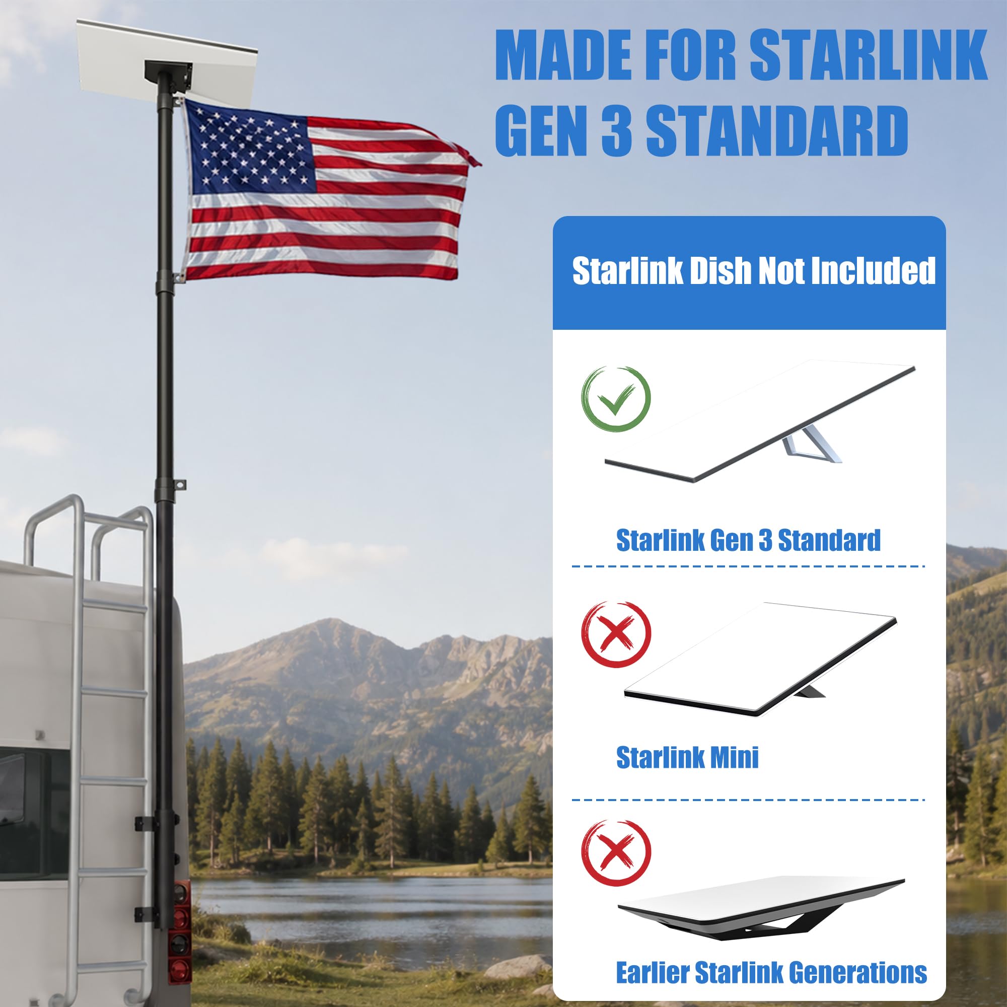 SCWN telescoping pole fully extended to 10 feet for better reception