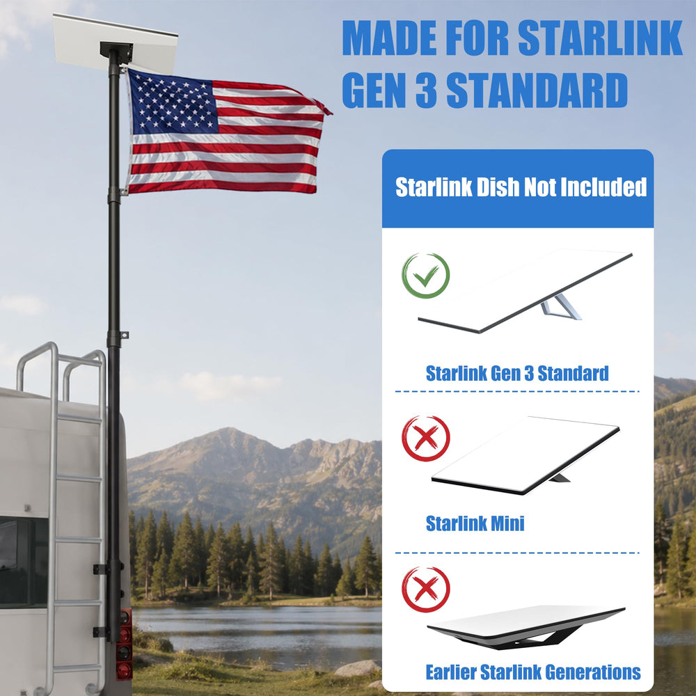 SCWN telescoping pole fully extended to 10 feet for better reception