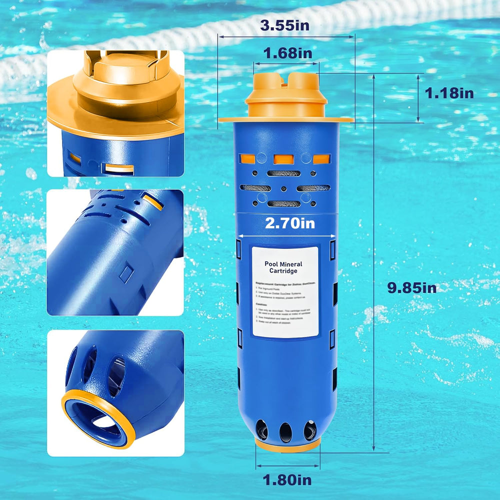 sdanbom cartridge pictured beside backyard pool illustrating clearer water benefit