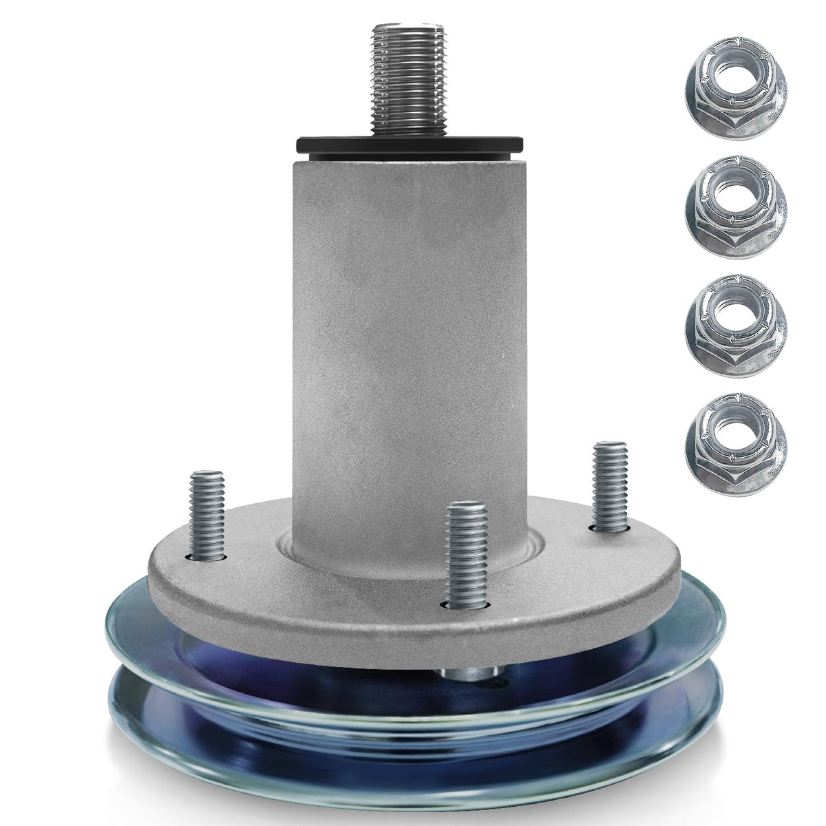SDEAUP spindle front view showing mounting holes and fit for Ariens, clear replacement benefit