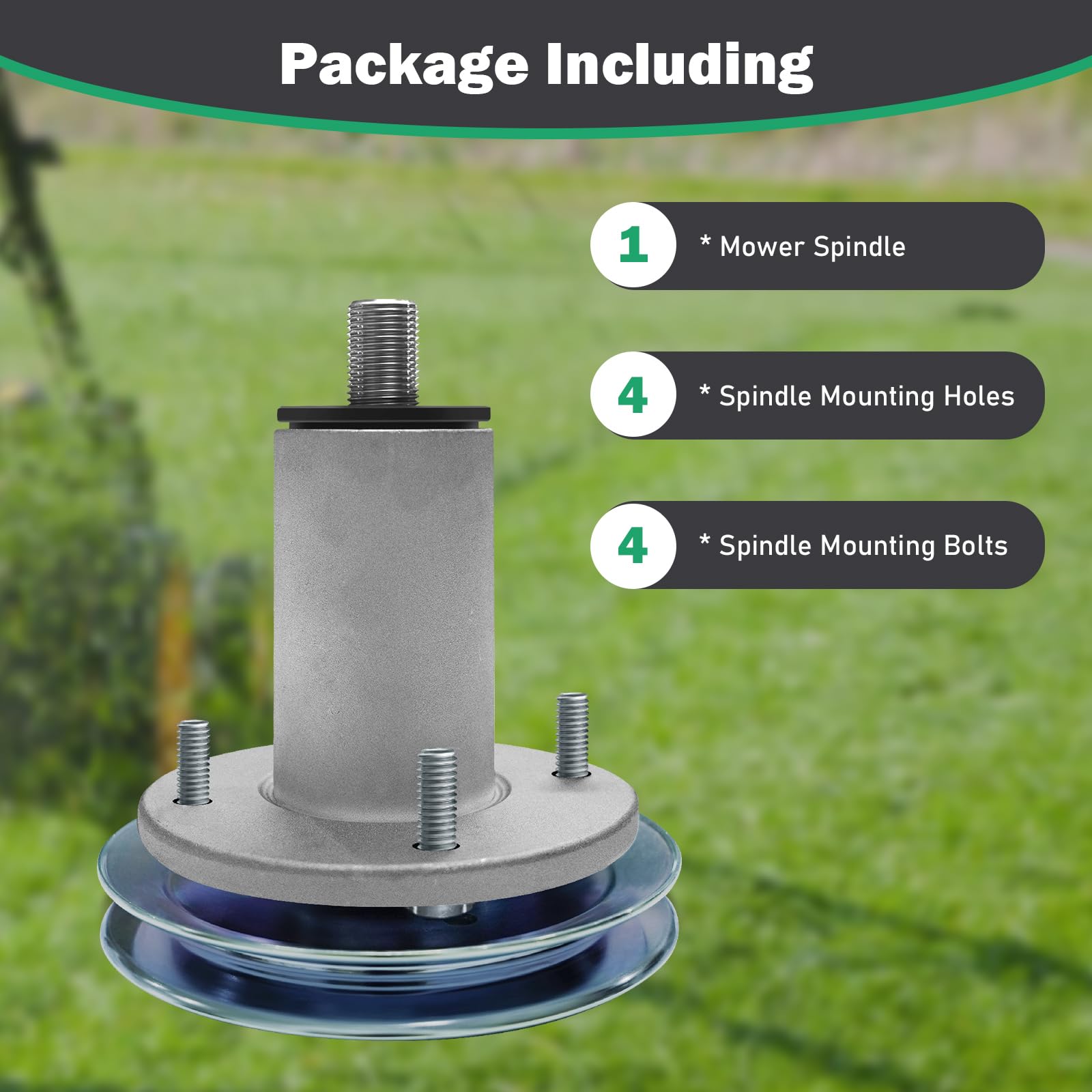 SDEAUP spindle packaged with four tapped bolts for easy installation and convenience