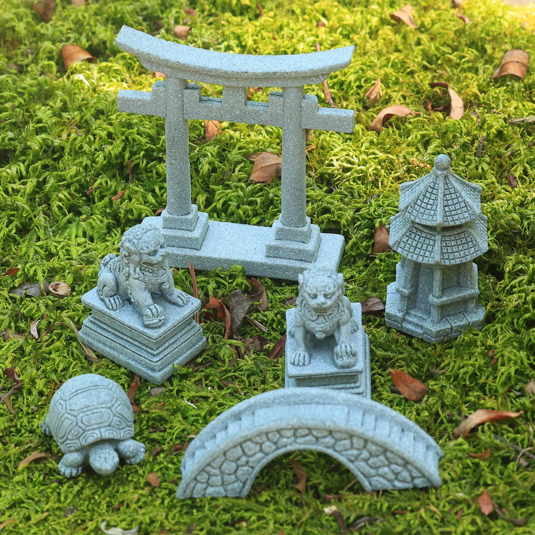 Sdeetesamjun front display of six sandstone zen figurines for calming decor