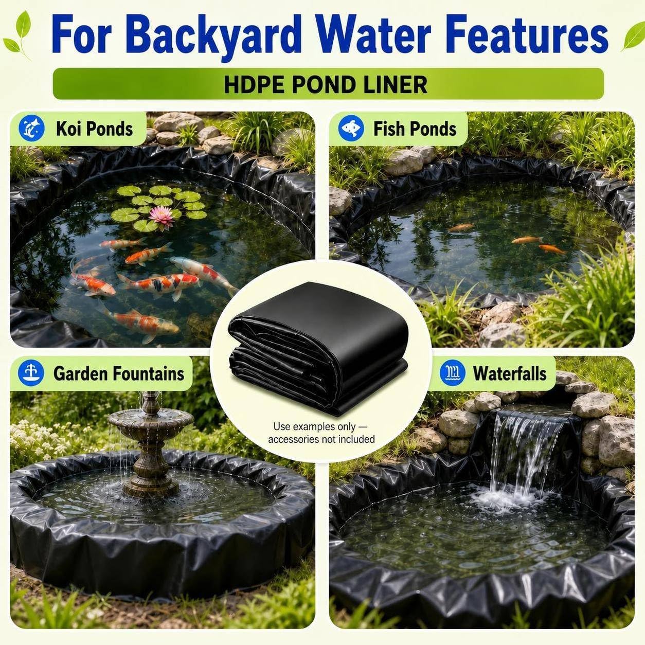SDLDEER waterfall basin lined to show water feature compatibility and sealing