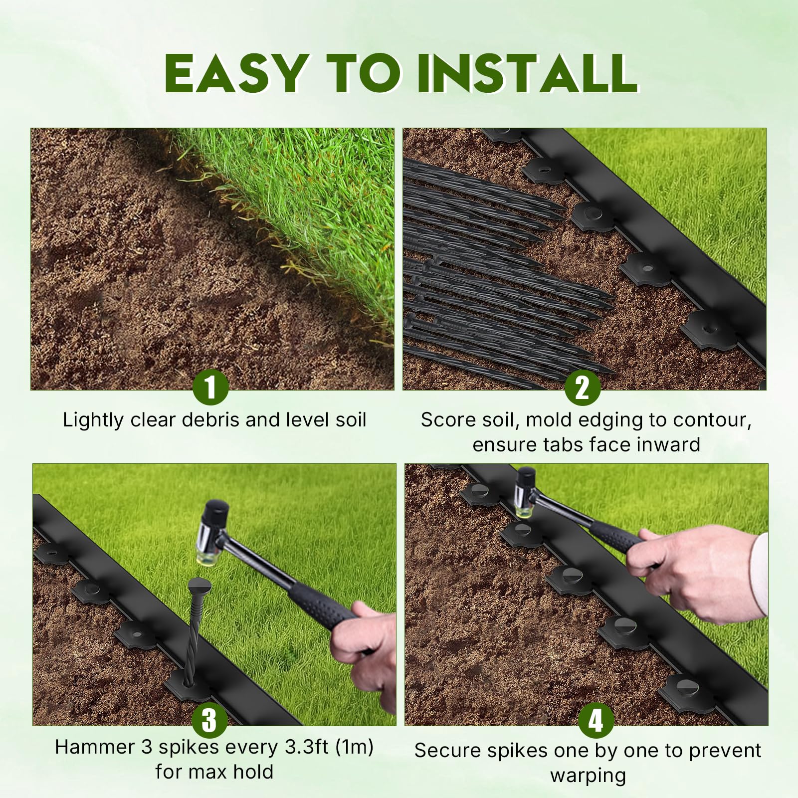 SDLDEER comparison of rolled edging lengths displaying 66FT scale for large yards