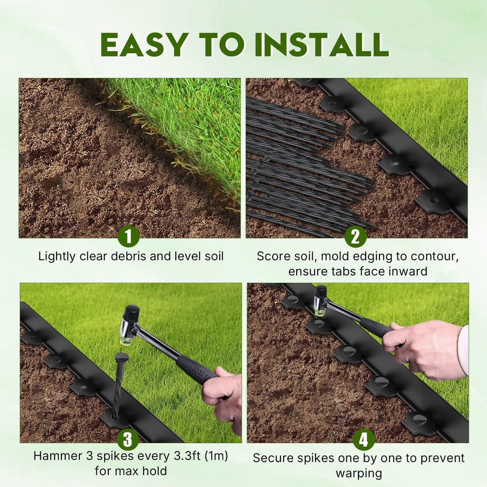 SDLDEER comparison of rolled edging lengths displaying 66FT scale for large yards