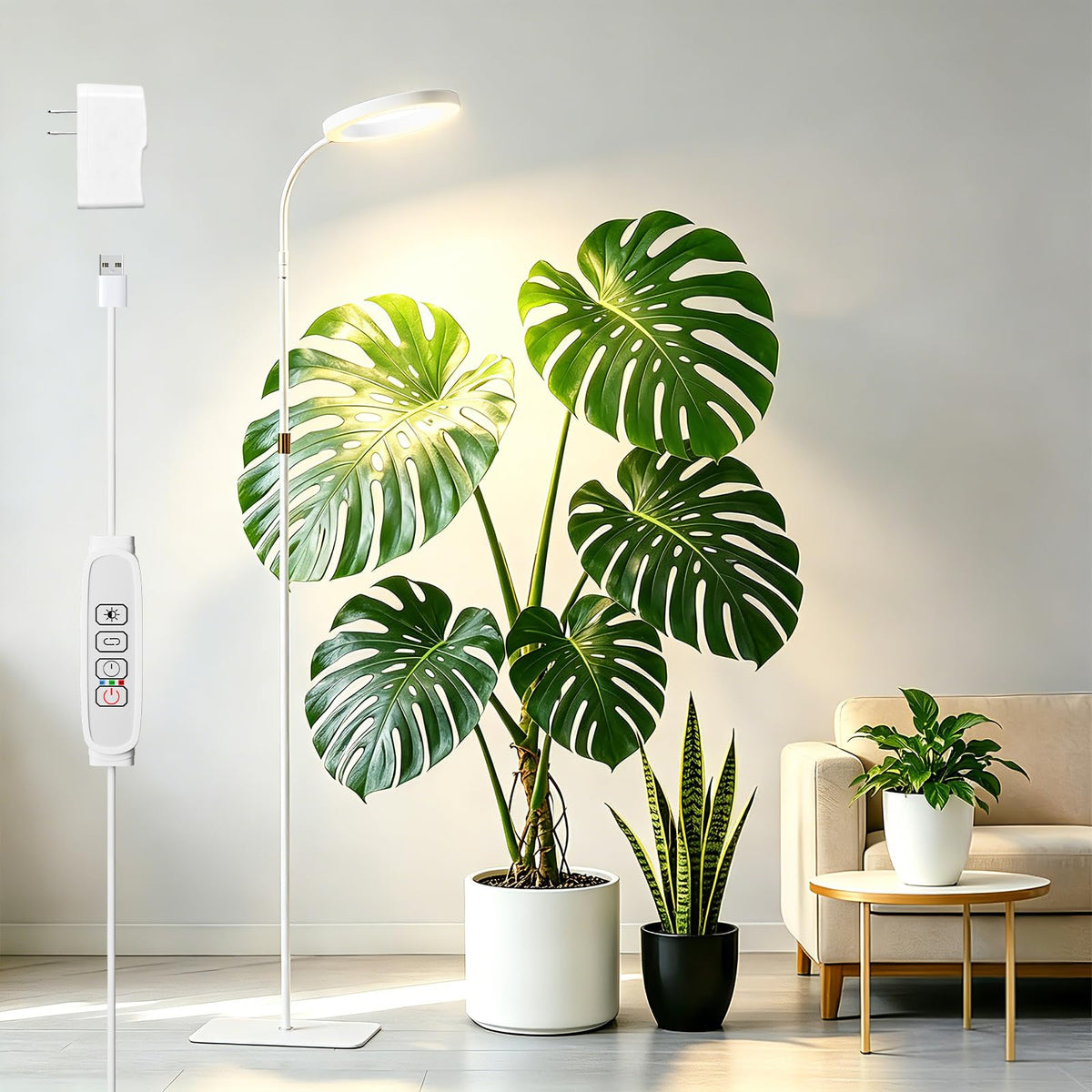 SDOVUERC front view with plant showing full-spectrum illumination benefit