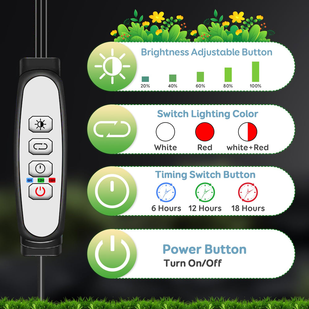 SDOVUERC adjustable gooseneck bent to direct light, provides precise plant coverage