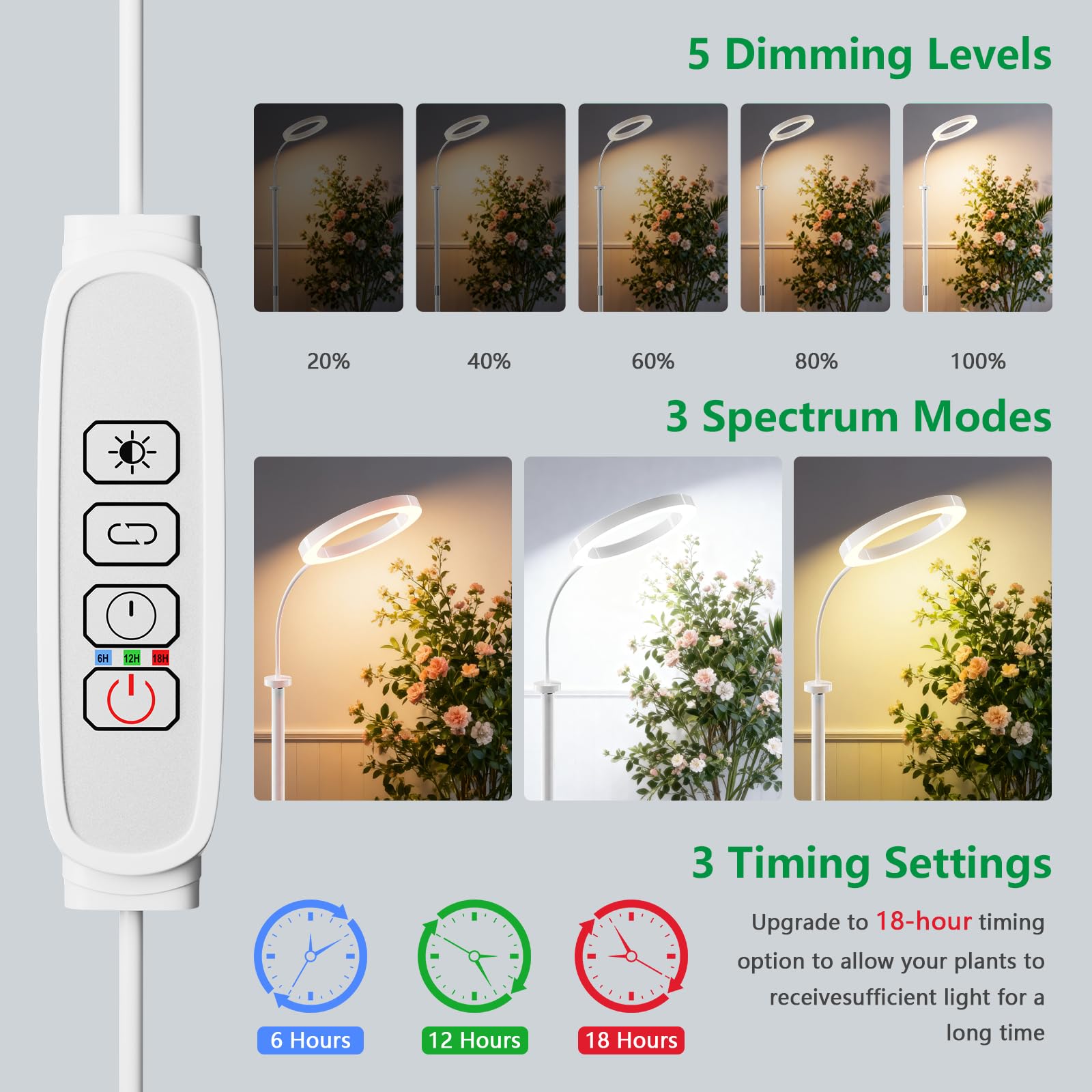 SDOVUERC lighting a tall floor plant demonstrating coverage benefit