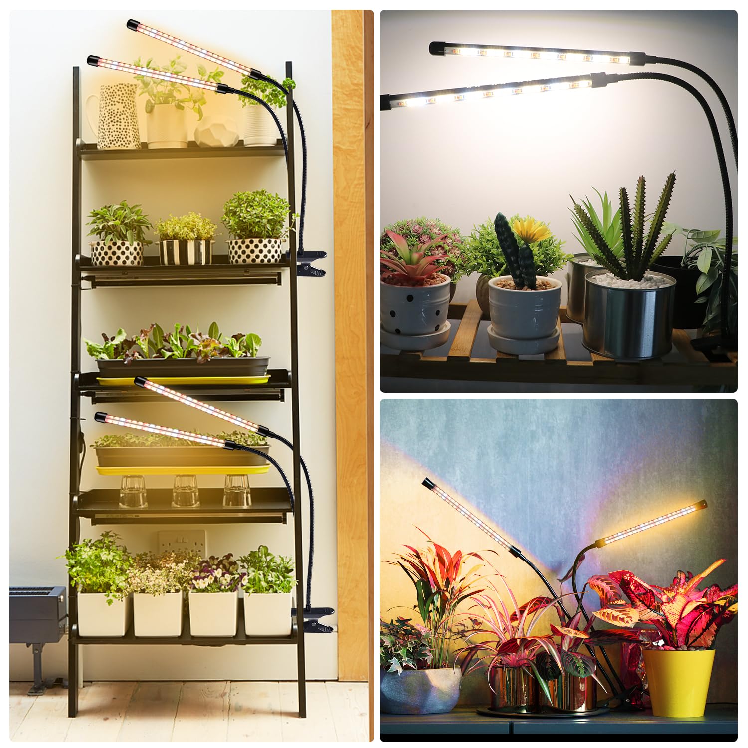 SDOVUERC grow light beside a hand to show compact size and easy placement benefit