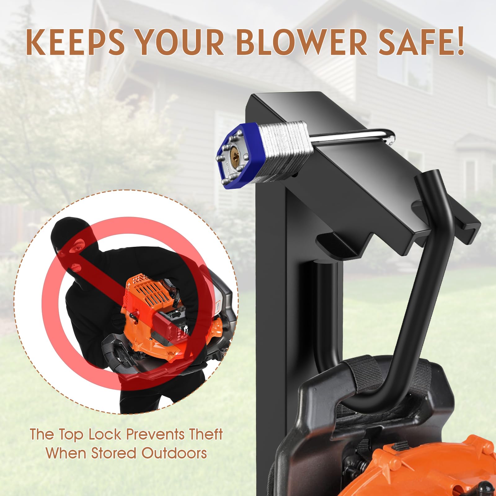 SDSNTE bottom support and rubber strap holding blower steady to reduce vibration