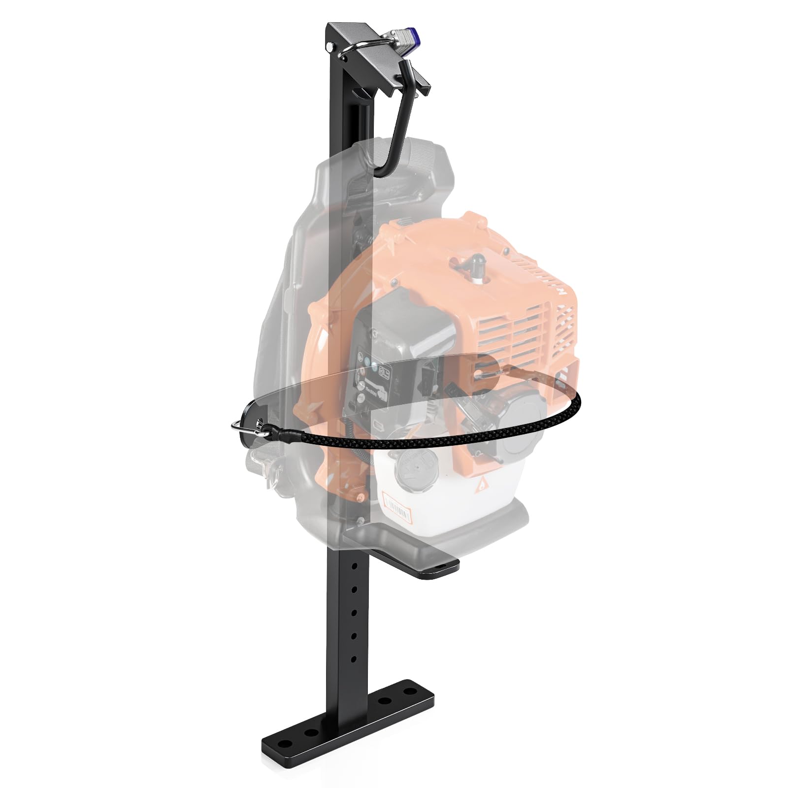 SDSNTE front-mounted rack showing secure blower placement and organized transport benefit