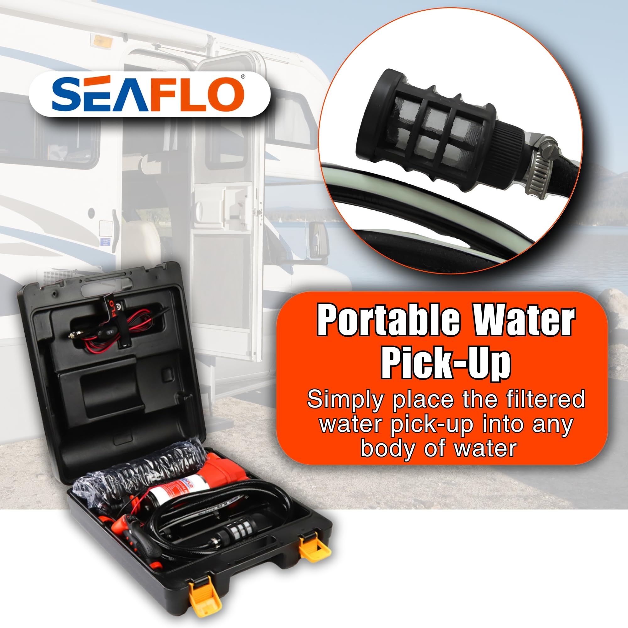 SEAFLO quick-attach fittings and hoses displayed for fast connection benefit