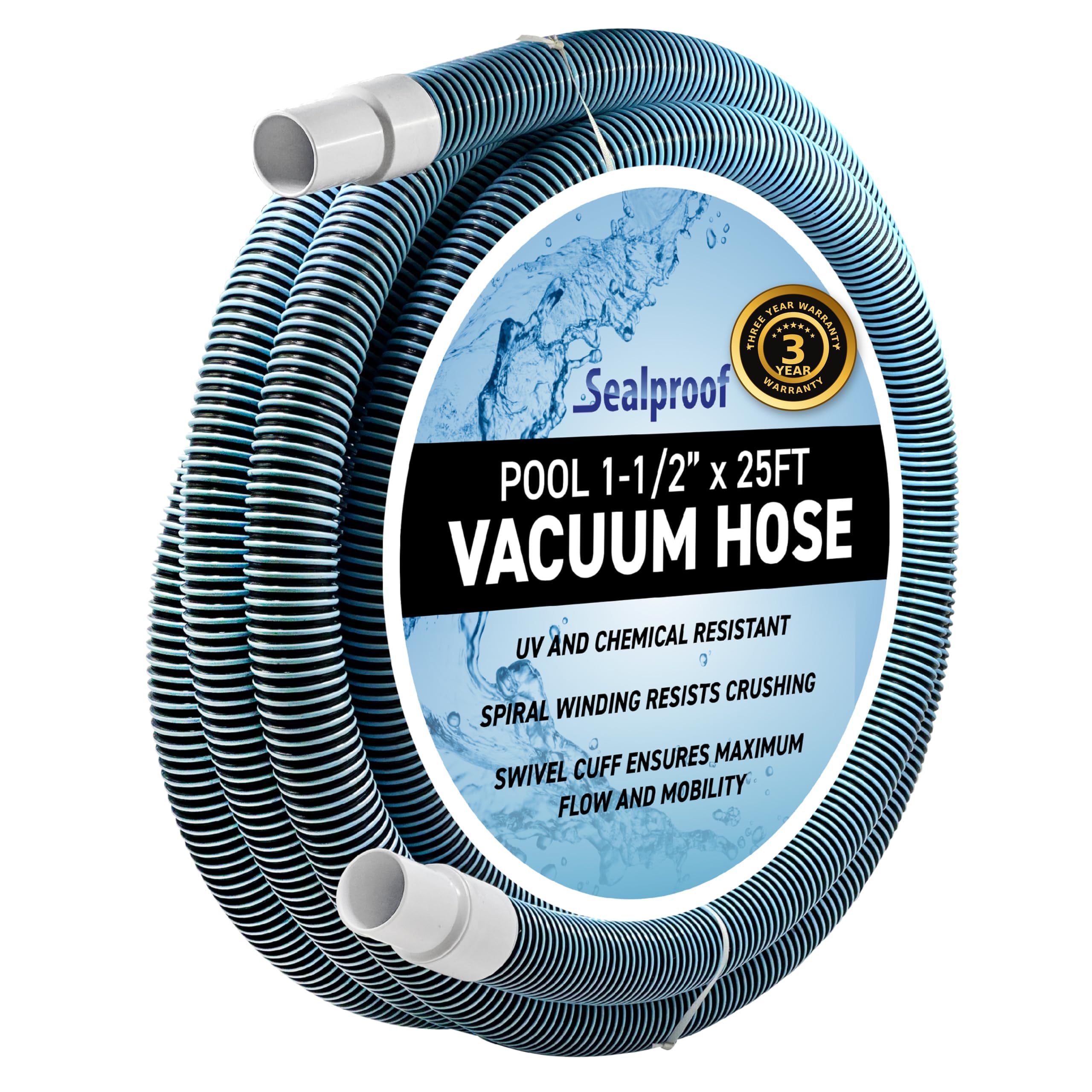 Sealproof front view of 25ft hose showing length and durable build for reliable cleaning