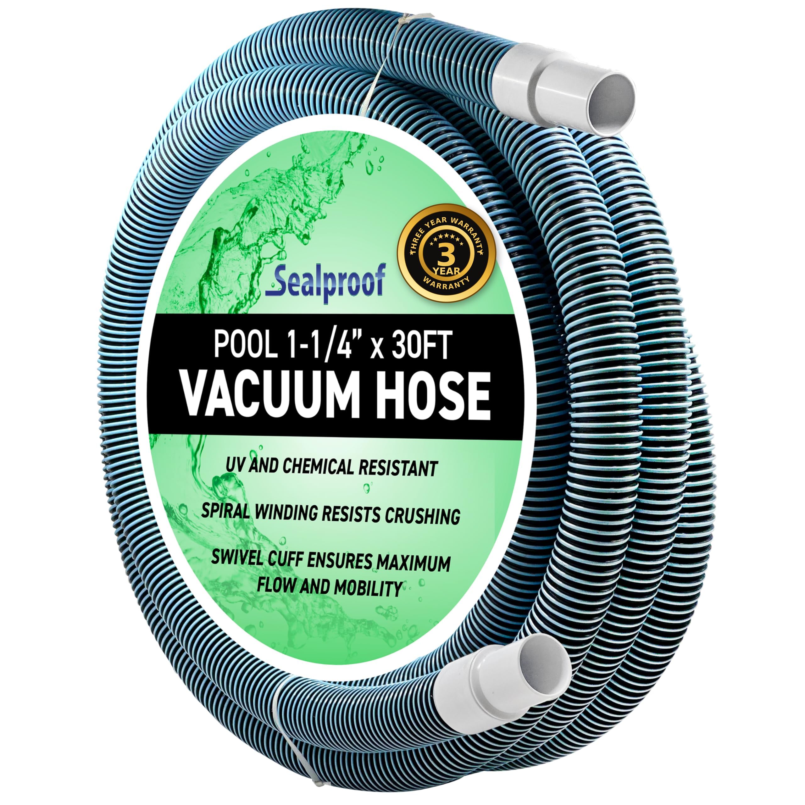 Sealproof front packaging showing hose and benefits for reliable pool cleaning