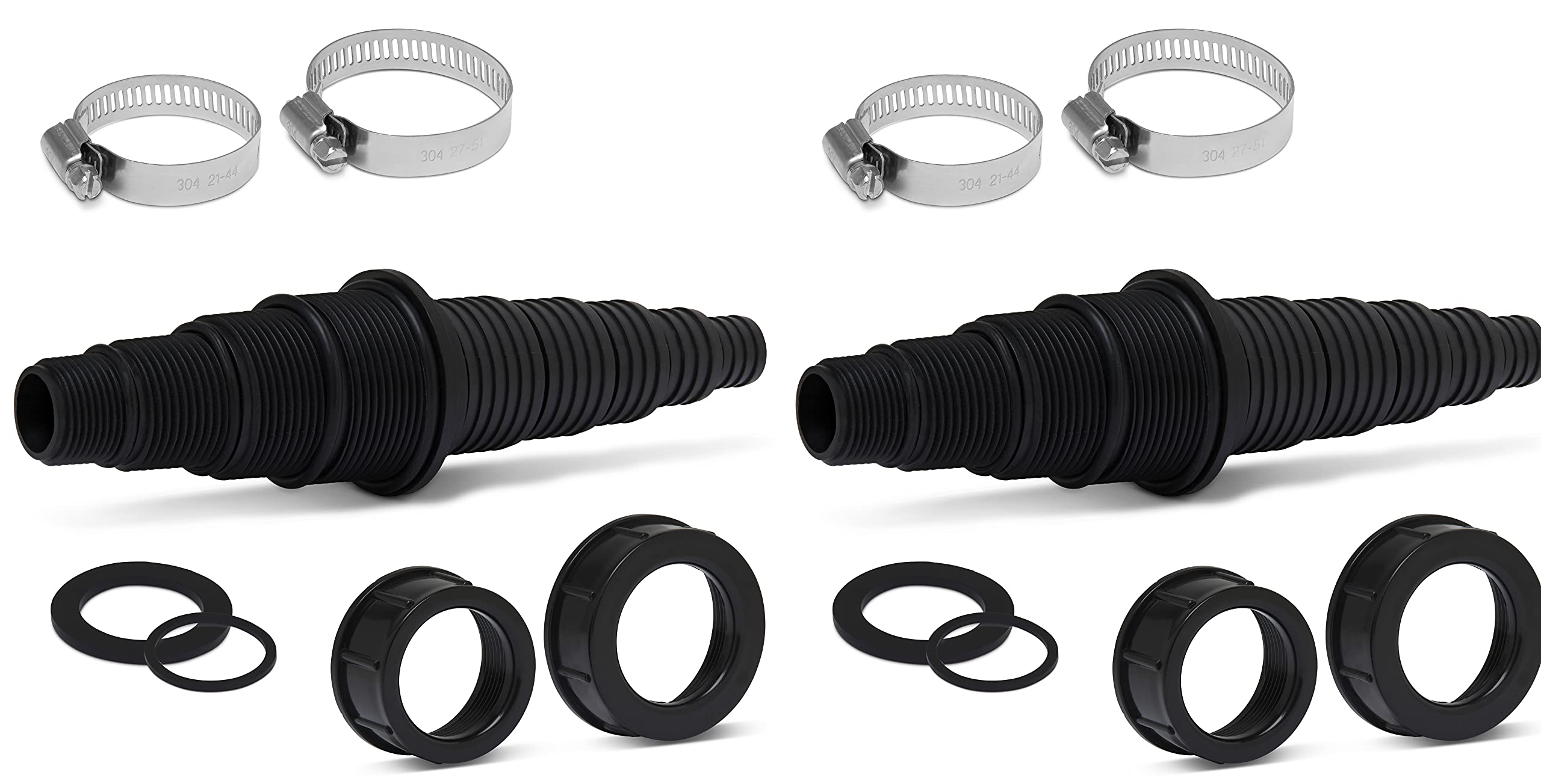 Sealproof front packaging showing two universal pond fittings and benefits