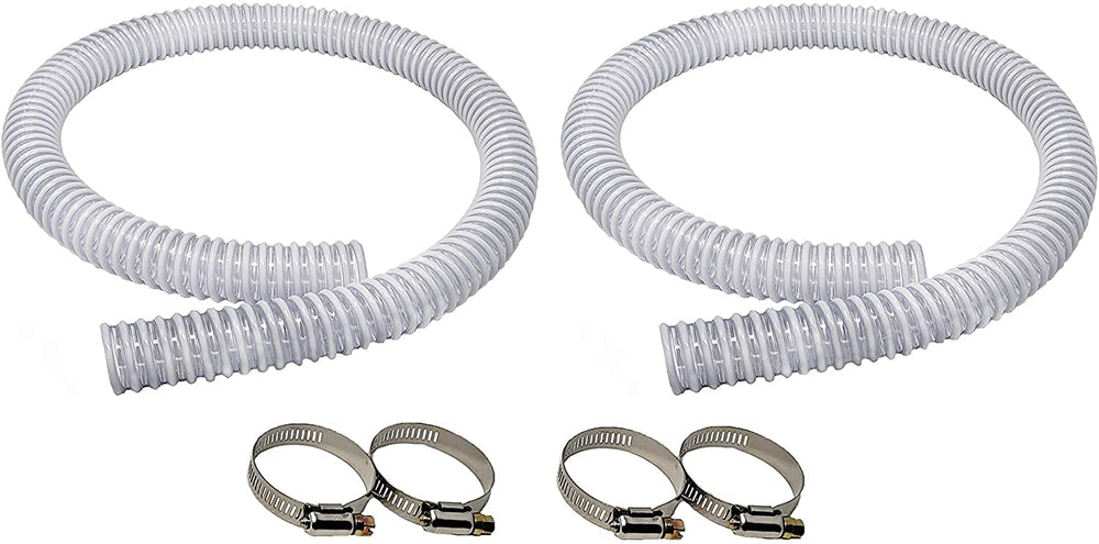 Sealproof front view of two 6 ft hoses with clamps showing ready-to-install durability