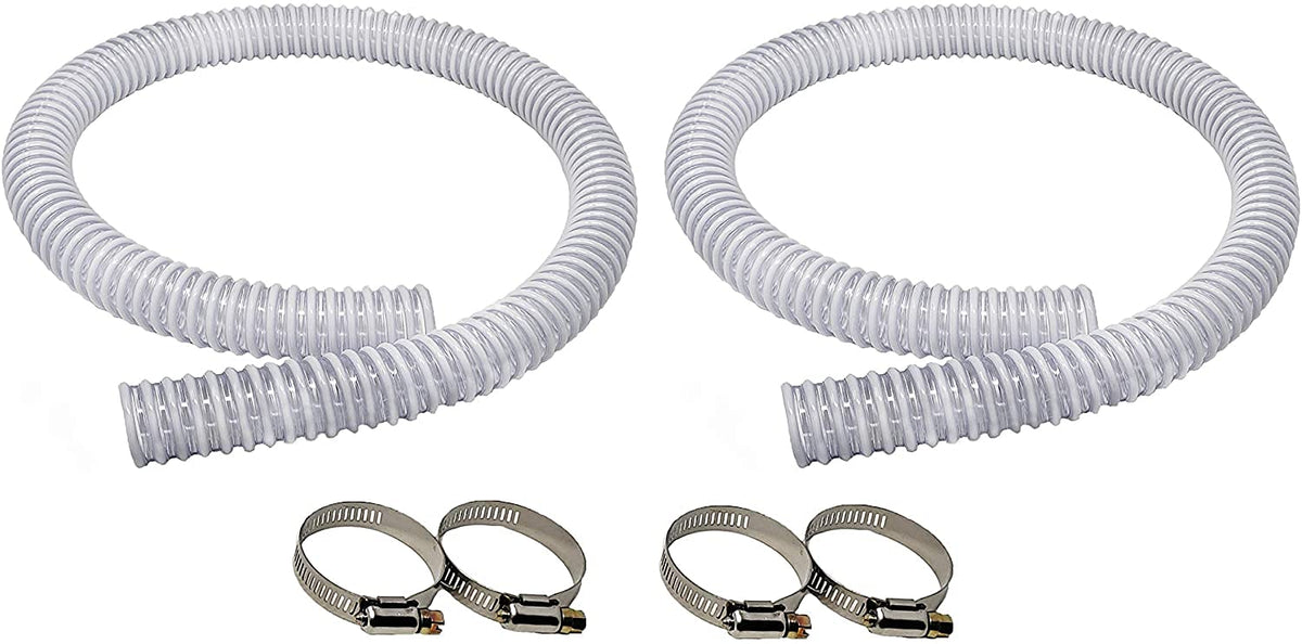 Sealproof front view of two 6 ft hoses with clamps showing ready-to-install durability