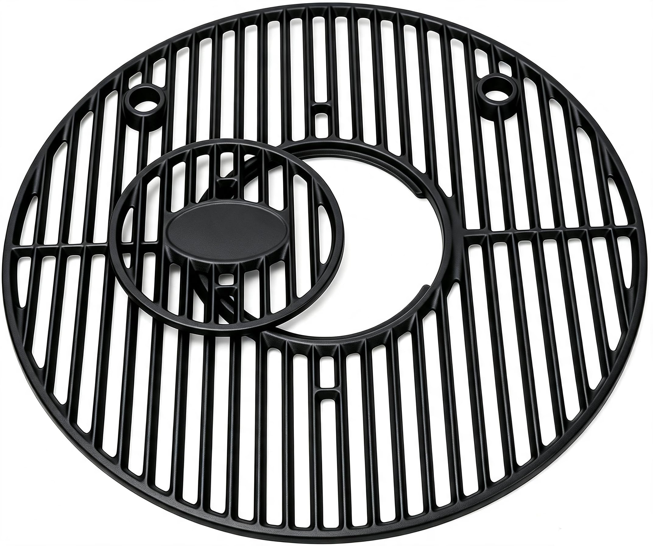SearCook front view of round cast iron grate highlighting fit and durability