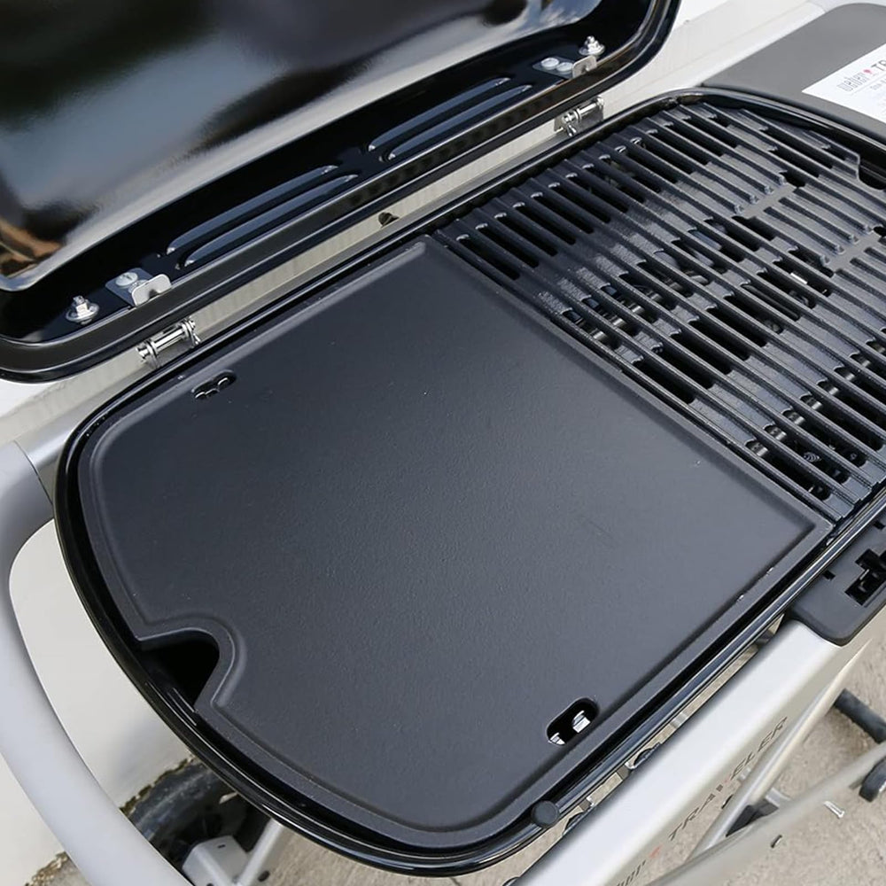 SearCook griddle with burgers and vegetables showing versatile cooking benefit