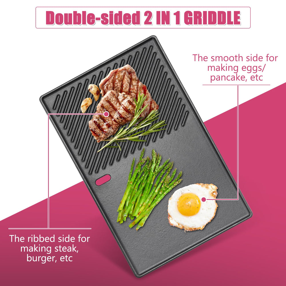 SearCook griddle cooking steak with clear sear marks and even heat