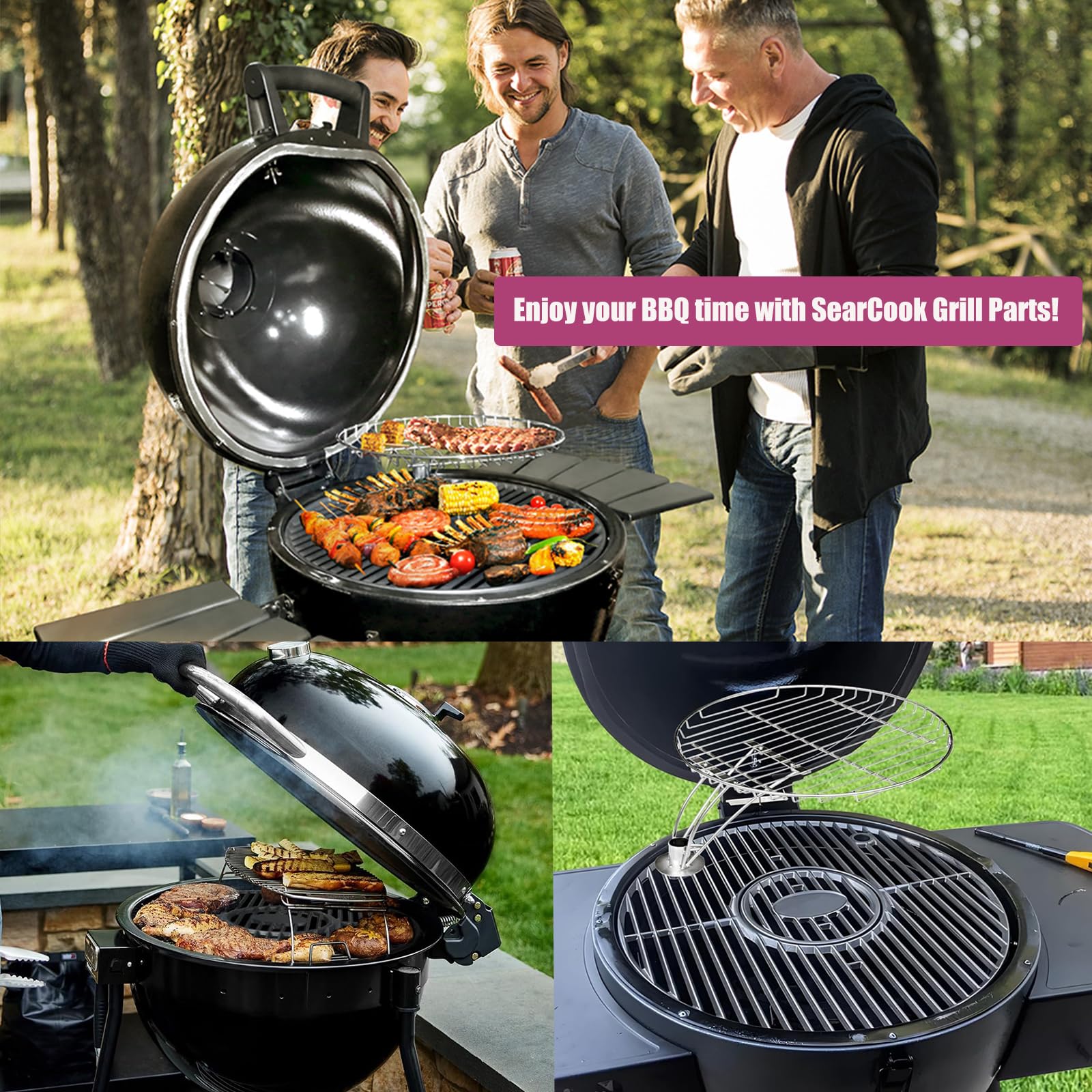 SearCook grate in backyard grill setting for attractive results and entertaining