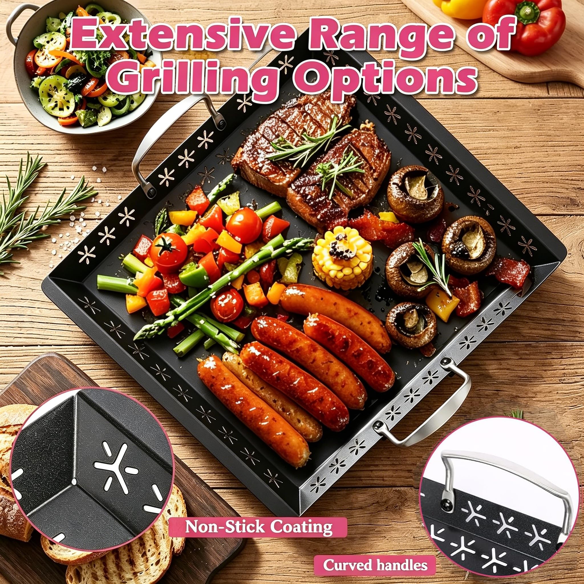 SearCook enamel nonstick surface texture for easy food release and faster cleanup