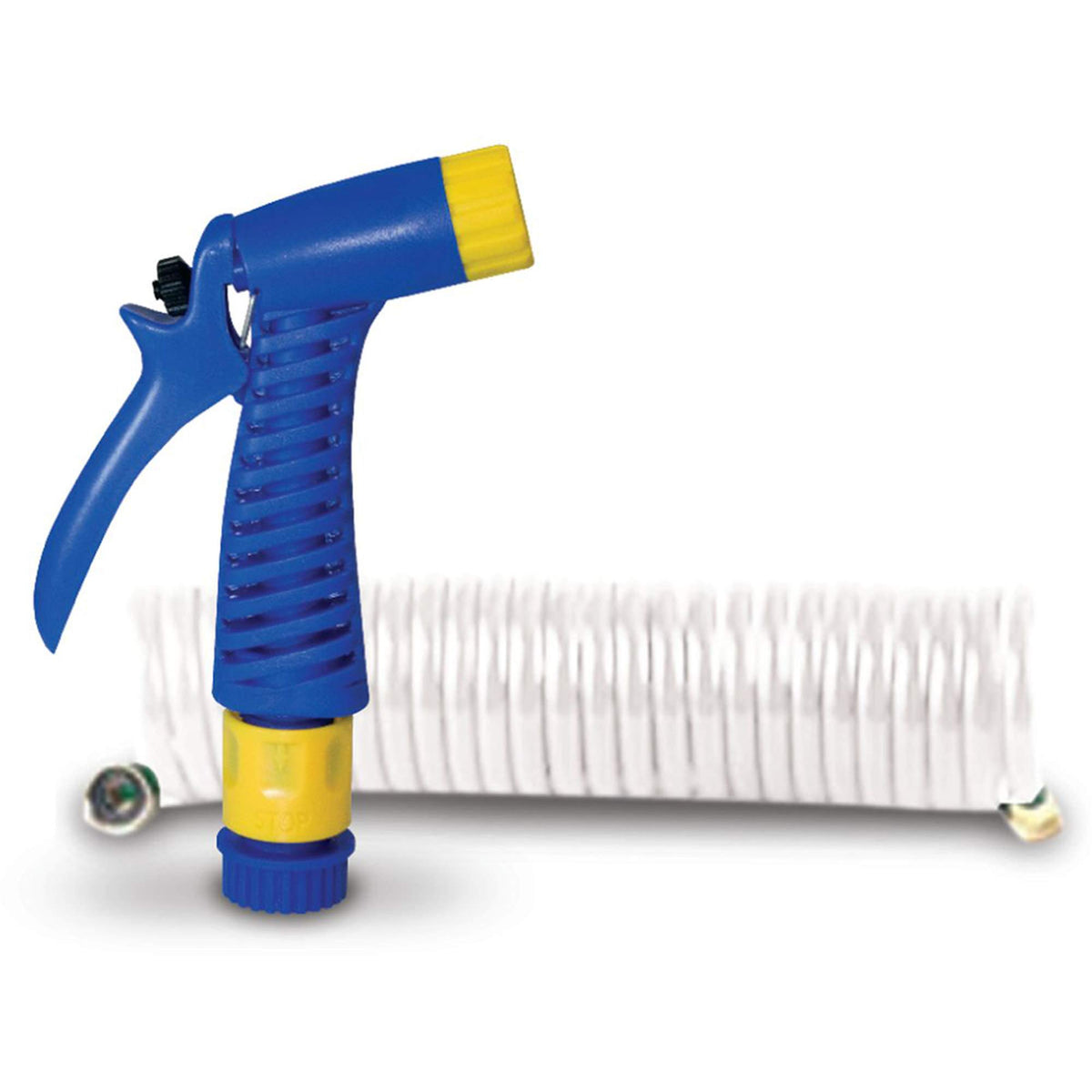 SeaSense coiled hose front view showing compact storage and easy handling