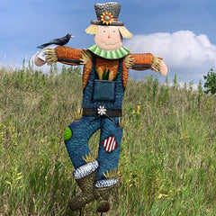 Seasonal Expressions scarecrow close-up of painted metal detail for visual charm