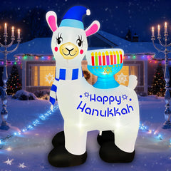SEASONBLOW alpaca front view with menorah, festive curb appeal