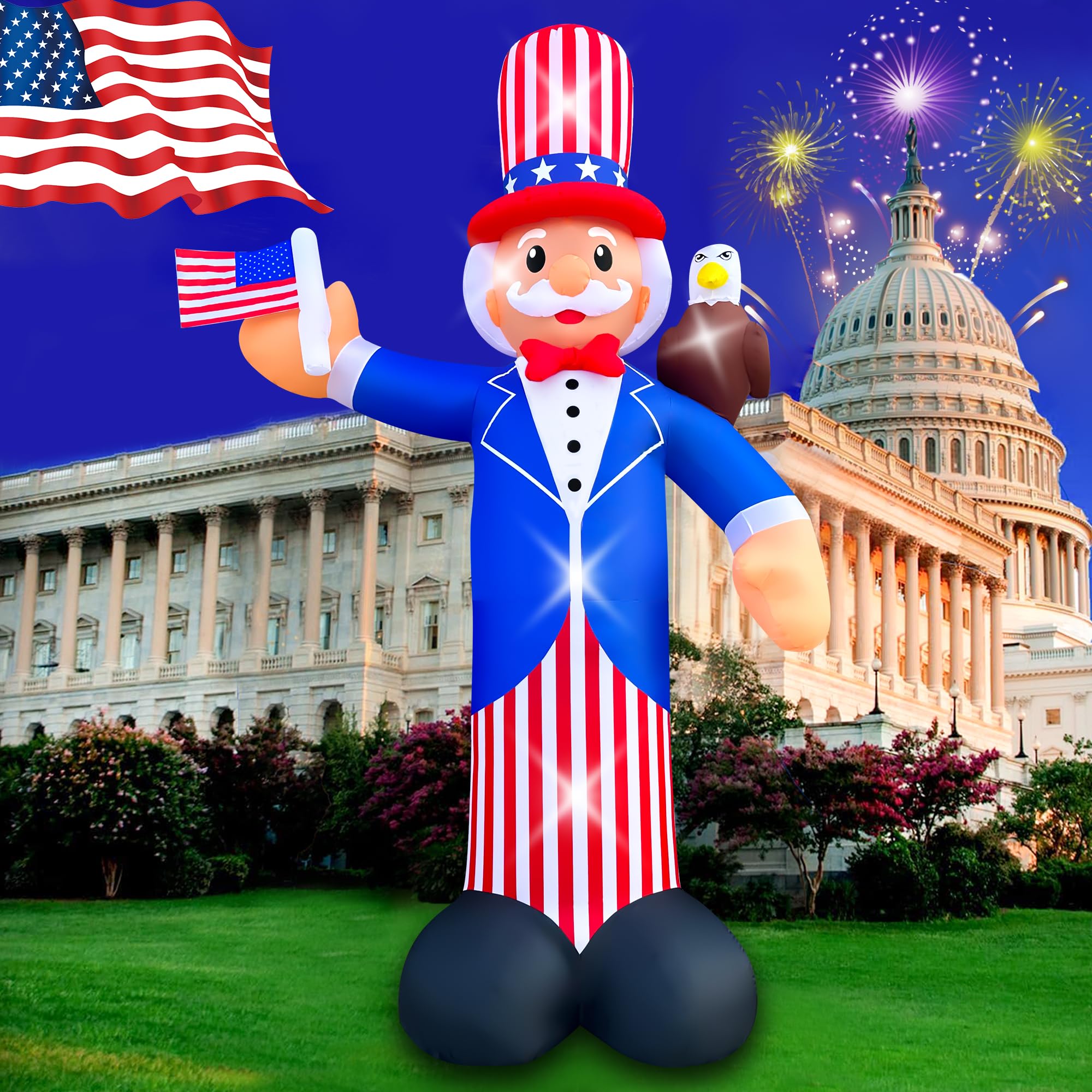 SEASONBLOW front view of Uncle Sam with eagle showing bold patriotic presence