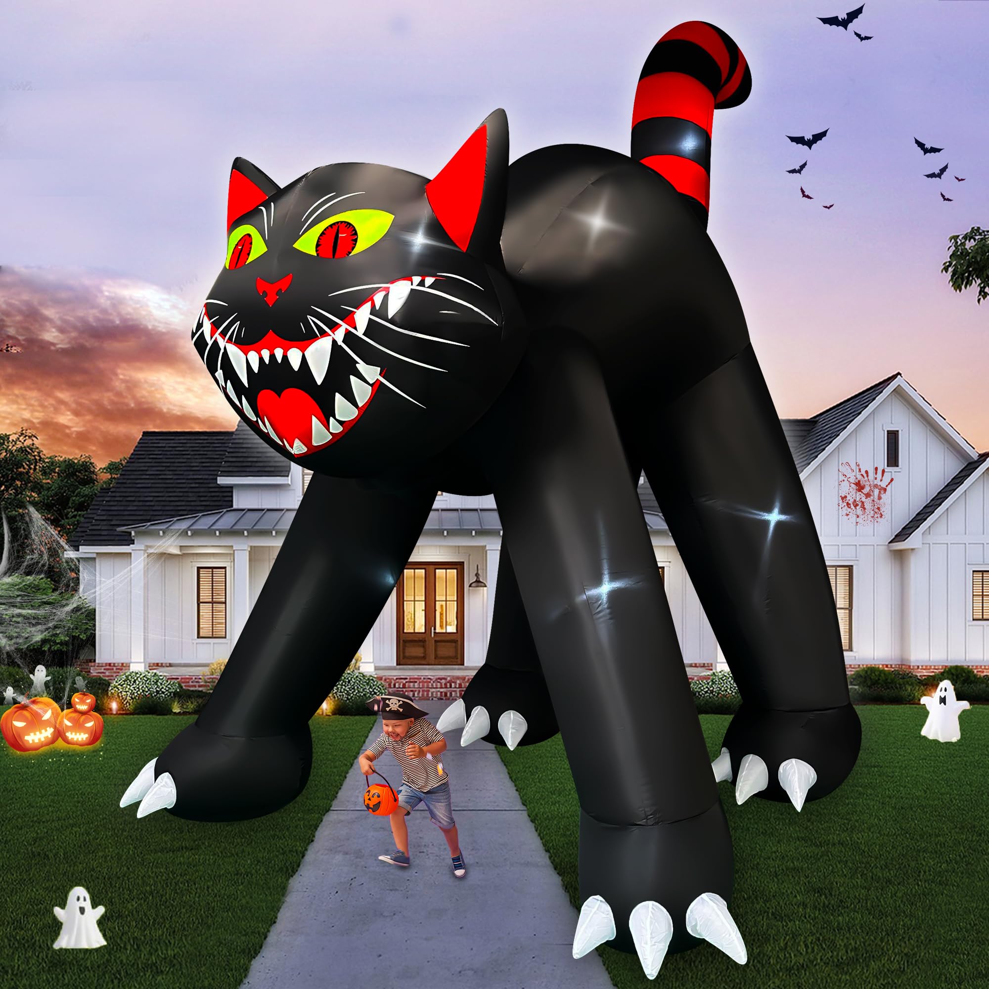 SEASONBLOW giant black cat front view showing size and curb appeal