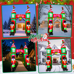 SEASONBLOW glowing arch at night creating festive curb appeal