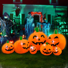SEASONBLOW lit inflatable at dusk creating visible Halloween atmosphere outdoors