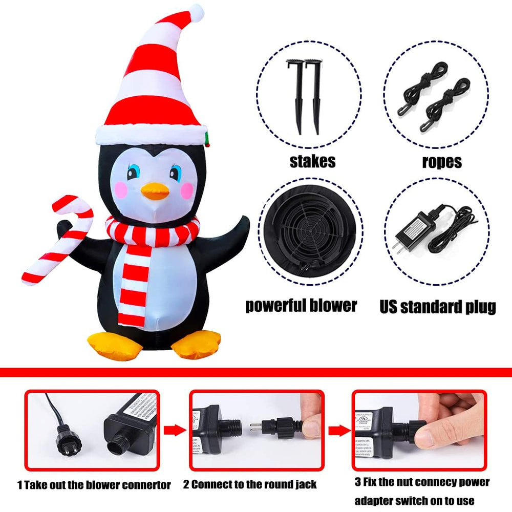 SEASONBLOW penguin next to a chair showing 4-foot size and scale clarity