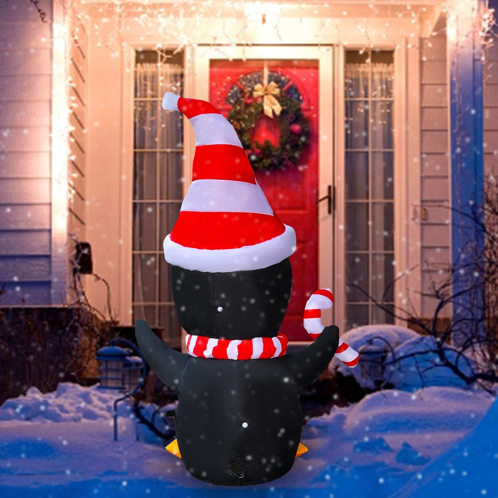 SEASONBLOW penguin with stakes and tethers showing stable anchored display