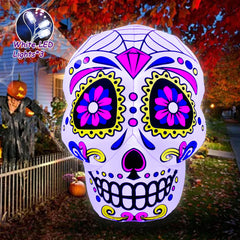 SEASONBLOW inflatable placed on porch to welcome guests and trick-or-treaters