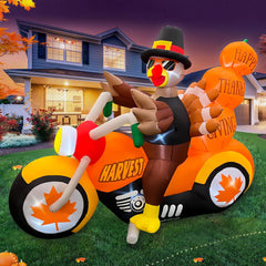 SEASONBLOW front view of turkey on motorcycle showing festive design and curb appeal