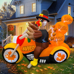 SEASONBLOW illuminated turkey and pumpkins at night for standout visibility