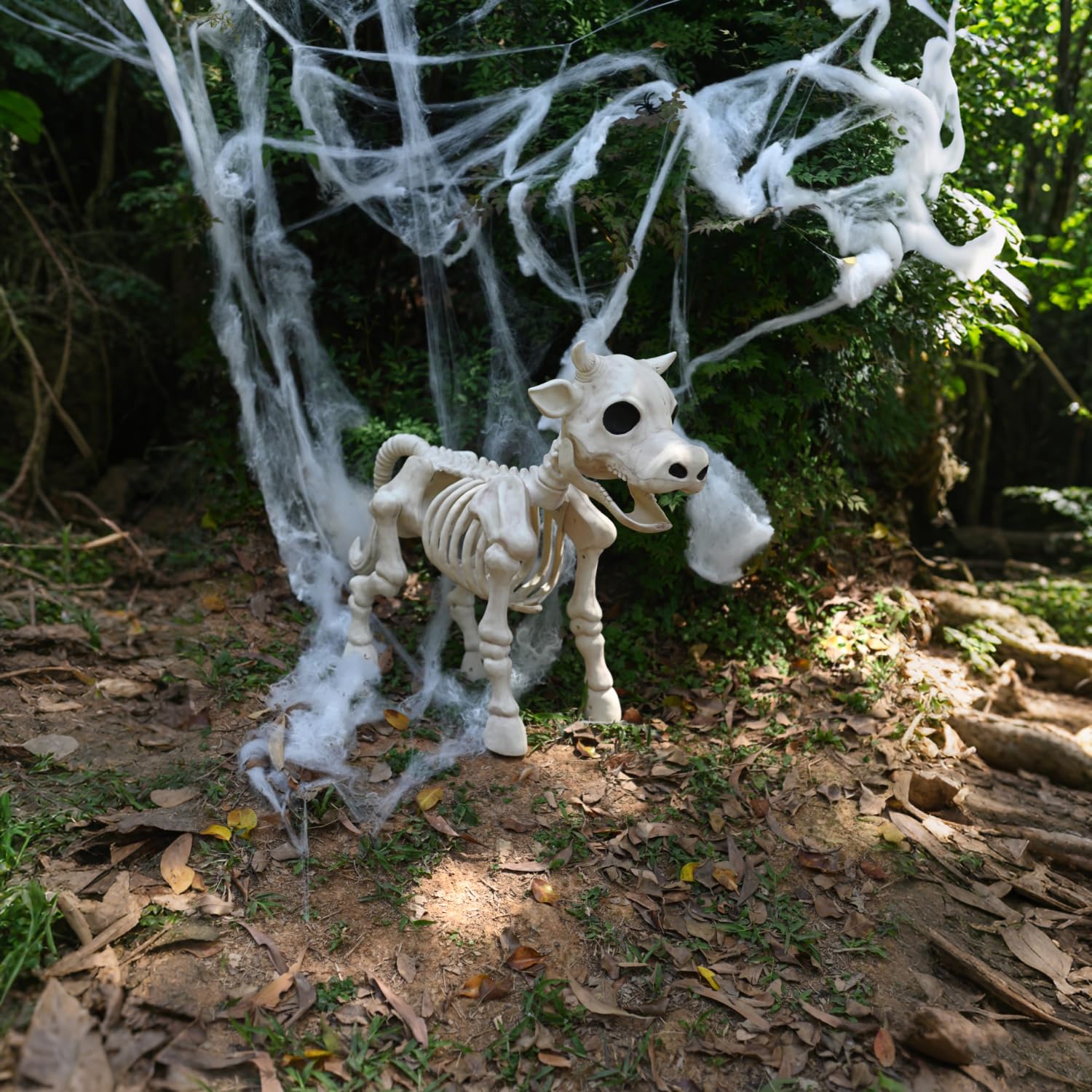 Seasons skeleton cow on porch arrangement illustrating easy placement and curb appeal