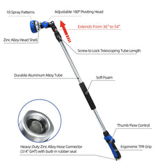 Seatern extended wand at 54 inches displaying reach for high plants