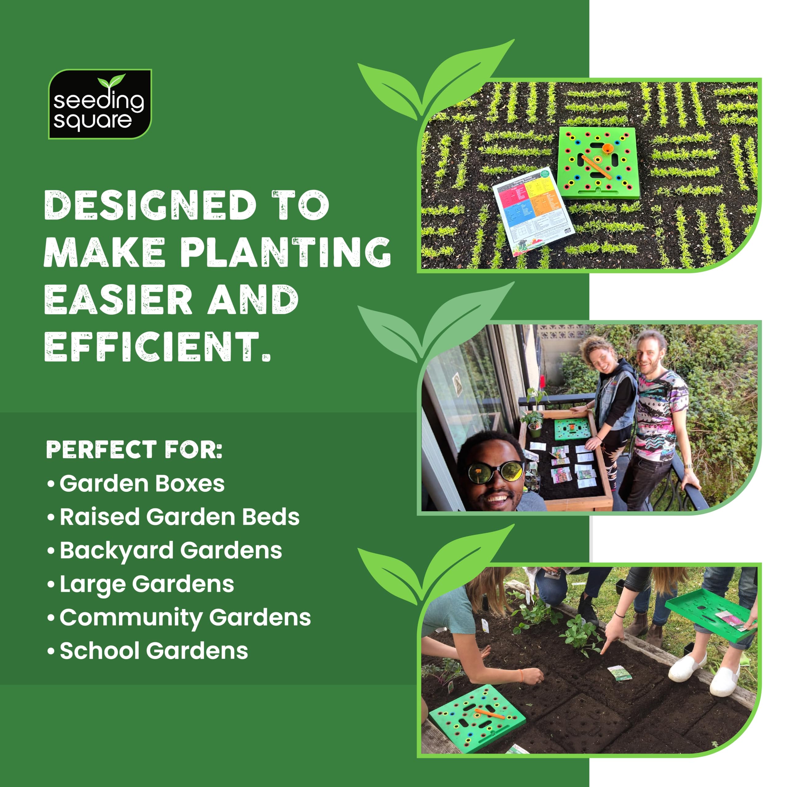 Seeding Square creating marked soil holes to speed planting and reduce mistakes