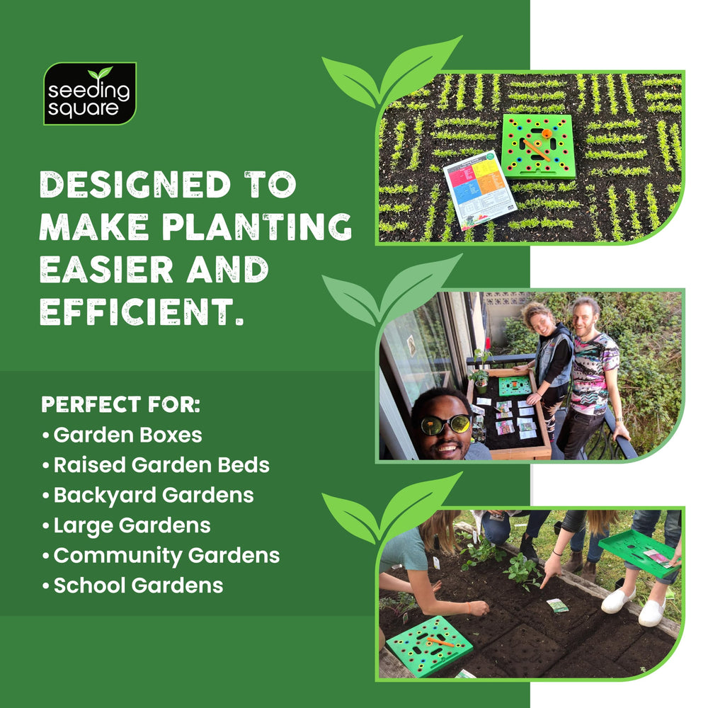 Seeding Square creating marked soil holes to speed planting and reduce mistakes