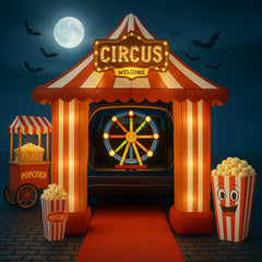 Seeiuua front arch packaging showing assembled carnival inflatable and curb appeal benefit