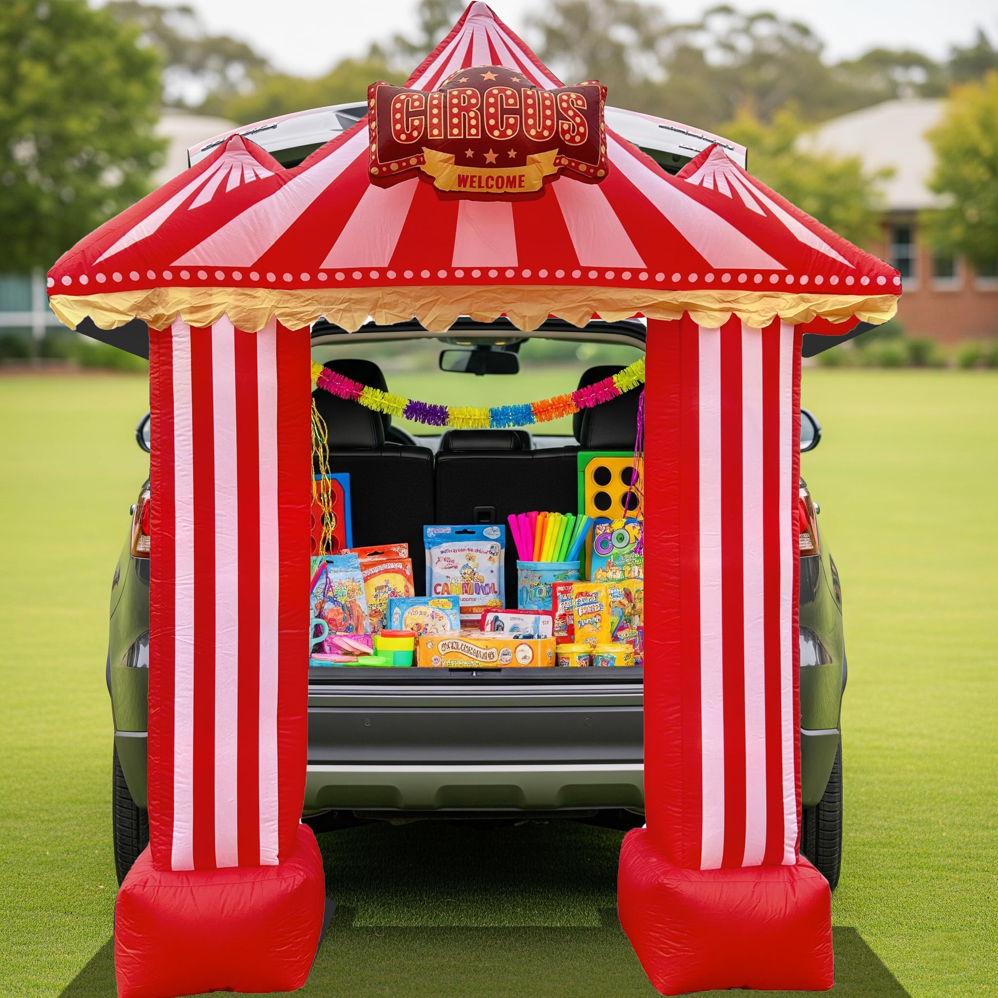 Seeiuua size scale with person beside inflatable to show clearance and fit benefit