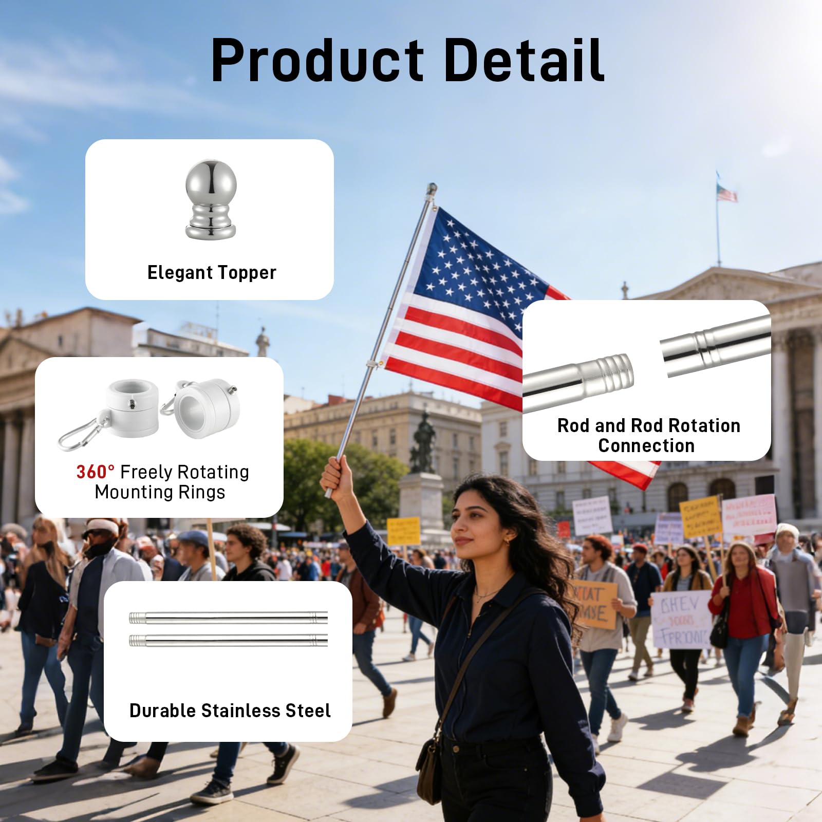 SEEKNEW carabiner clipped through brass grommet ensuring reliable flag attachment