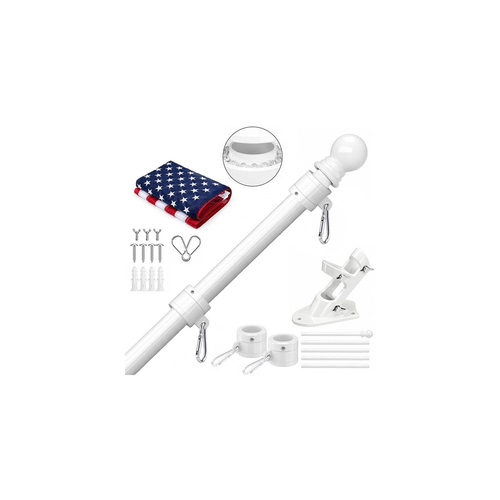 SEEKNEW front view of flag and pole kit showing neat porch display benefit