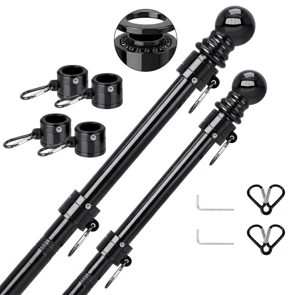 SEEKNEW full black flag pole assembly showing durable finish and adjustable length