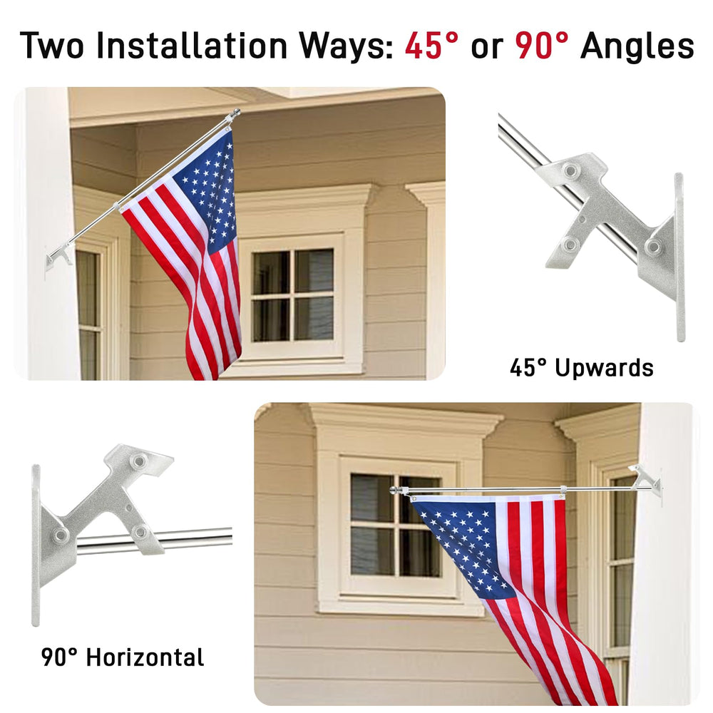 SEEKNEW flag pole mounted on a porch with flag flying demonstrating outdoor use