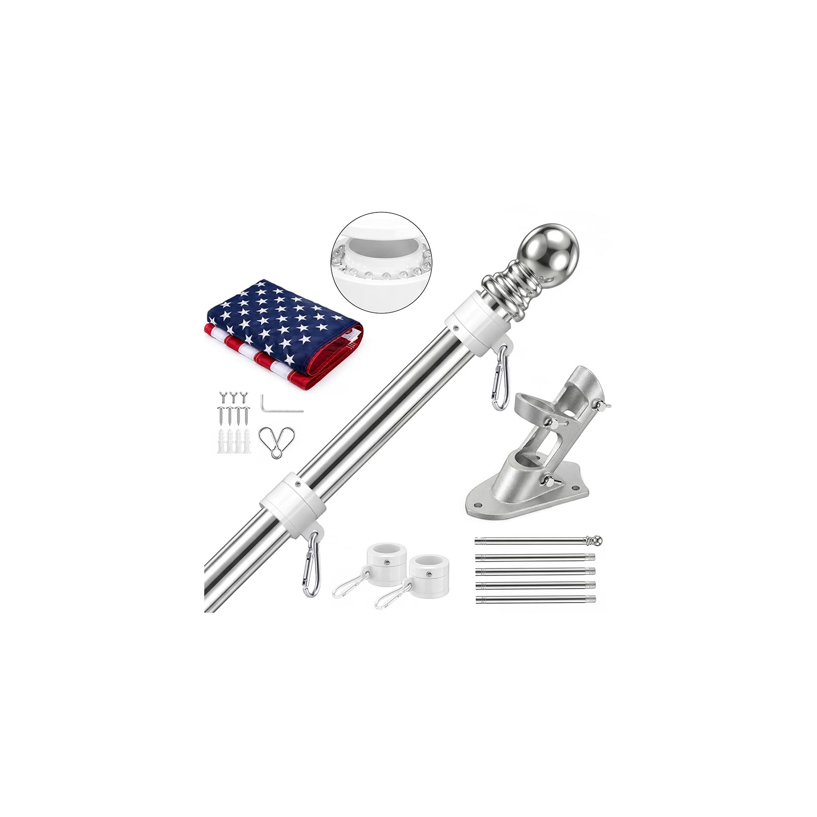 SEEKNEW flag pole kit front view showing complete set and ready-to-install benefit